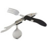 OUTDOOR FREAKZ Outdoor Campingbesteck Klapp-Besteck aus Edelstahl mit Gürteltasche, das Original!  schwarz + 