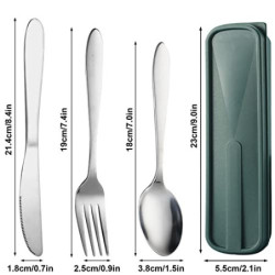 4 Stück Besteck Set aus Edelstahl, Campingbesteck Essbesteck Camping Besteckset, Tragbare Utensilenset Lunchbox Löffel Gabel 