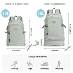 G4Free 35L Sportrucksack & Großer Reiserucksack mit Schuhfach und Nasstasche für Damen Herren Laptop-Rucksack für Fitness Pen