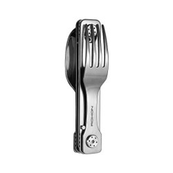ROXON C1S 3 in 1 Camping Utensils Detachable Cutlery Knife Spoon Frok for Outdoor Camping Hiking, Edelstahl