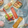 4 Stück Besteck Set Reisebesteck Tragbares Kunststoff-Besteck Campingbesteck Messer Löffel Gabel Besteck-Set mit Etui Wiederv
