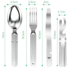 Ghazpmuk 4 Stück Campingbesteck, Edelstahl Besteck, Reisebesteck Camping Edelstahl, Besteck Set, Edelstahl Reisebesteck, Outd