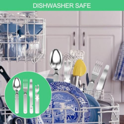 Ghazpmuk 4 Stück Campingbesteck, Edelstahl Besteck, Reisebesteck Camping Edelstahl, Besteck Set, Edelstahl Reisebesteck, Outd