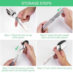 Ghazpmuk 4 Stück Campingbesteck, Edelstahl Besteck, Reisebesteck Camping Edelstahl, Besteck Set, Edelstahl Reisebesteck, Outd