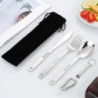 AFASOES Bestecksets, Campingbesteck aus Edelstahl mit Etui Camping Besteck Set Tragbare 6 Stück Geschirr mit Messer, Gabel, L