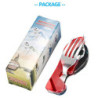 4-in-1 Outdoor Campingbesteck Set - Klappbesteck Outdoor Besteck aus Edelstahl mit Gürteltasche - Messer Gabel Löffel Flasche