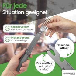 BUNDESWEHR EDELSTAHL BESTECK CAMPINGBESTECK 4-TEILIG CAMPING BESTECKSET ALS ESSBESTECK FESTIVAL BESTECK OUTDOOR BESTECK