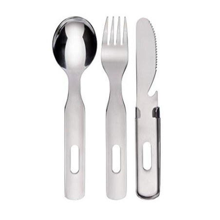 GRÄWE Camping Besteckset, 3-teilig, Campingbesteck aus Edelstahl im Outdoor Set  1x Messer, 1x Gabel, 1x Löffel 