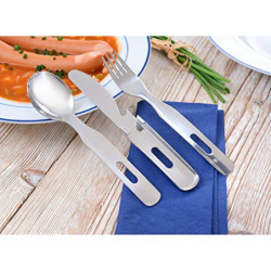 GRÄWE Camping Besteckset, 3-teilig, Campingbesteck aus Edelstahl im Outdoor Set  1x Messer, 1x Gabel, 1x Löffel 