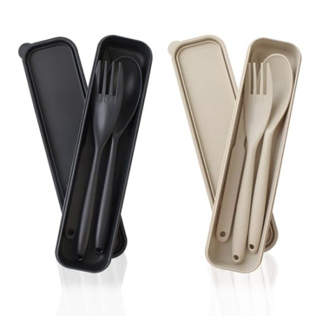JINGIHE 2 Sets Large Reisebesteck mit Etui, Campingbesteck Set, Wiederverwendbar Outdoor Besteck,Unterwegs Plastik Besteck Me