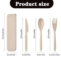 JINGIHE 2 Sets Large Reisebesteck mit Etui, Campingbesteck Set, Wiederverwendbar Outdoor Besteck,Unterwegs Plastik Besteck Me