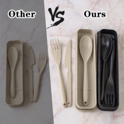 JINGIHE 2 Sets Large Reisebesteck mit Etui, Campingbesteck Set, Wiederverwendbar Outdoor Besteck,Unterwegs Plastik Besteck Me
