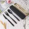 JINGIHE 2 Sets Large Reisebesteck mit Etui, Campingbesteck Set, Wiederverwendbar Outdoor Besteck,Unterwegs Plastik Besteck Me