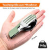 Hikenture Outdoor Besteck 4-In-1 Campingbesteck Messer Gabel Löffel Flaschenöffner Set aus Edelstahl mit Gürteltasche - Klapp