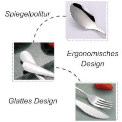 Campingbesteck, 5 Stück Campingbesteck aus Edelstahl einschließlich Bestecktasche, Messer, Gabel, 2 Löffel, Flaschenöffner, G