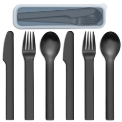 Besteck set, Pleafind 6-teilige Besteck für unterwegs, Campingbesteck aus Edelstahl, 2 Personen Besteck, Reisebesteck mit Hül