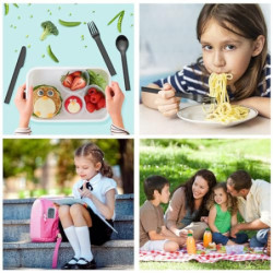 Besteck set, Pleafind 6-teilige Besteck für unterwegs, Campingbesteck aus Edelstahl, 2 Personen Besteck, Reisebesteck mit Hül