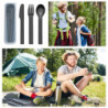 Besteck set, Pleafind 6-teilige Besteck für unterwegs, Campingbesteck aus Edelstahl, 2 Personen Besteck, Reisebesteck mit Hül