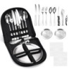 ADERTOS 13-Teilige Campingbesteck Set 2 personen Edelstahl Outdoor Reisebesteck Silber Groß Besteckset Tragbar Camping Bestec