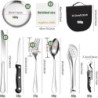 ADERTOS 13-Teilige Campingbesteck Set 2 personen Edelstahl Outdoor Reisebesteck Silber Groß Besteckset Tragbar Camping Bestec