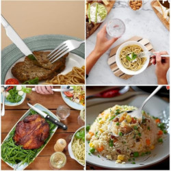 ADERTOS 13-Teilige Campingbesteck Set 2 personen Edelstahl Outdoor Reisebesteck Silber Groß Besteckset Tragbar Camping Bestec