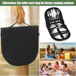 ADERTOS 13-Teilige Campingbesteck Set 2 personen Edelstahl Outdoor Reisebesteck Silber Groß Besteckset Tragbar Camping Bestec