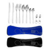Edelstahl Besteck Campingbesteck,2 Personen Campingbesteck Set, Löffel, Flaschenöffner und Bestecktasche, tragbar, Geeignet f
