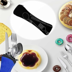 Edelstahl Besteck Campingbesteck,2 Personen Campingbesteck Set, Löffel, Flaschenöffner und Bestecktasche, tragbar, Geeignet f