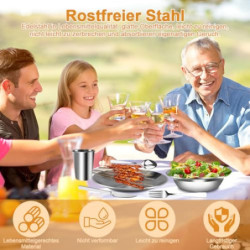 Tyafzzn Campingbesteck, 8-Teiliges Camping Picknick Besteck, Edelstahl Geschirr Set, Outdoor Reisebesteck Set mit Messer, Gab