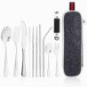 Campingbesteck 11 Stücke,Edelstahl Reisebesteck,Tragbare Utensilien Set,reisebesteck,Geeignet für Camping,Picknick,Schule und