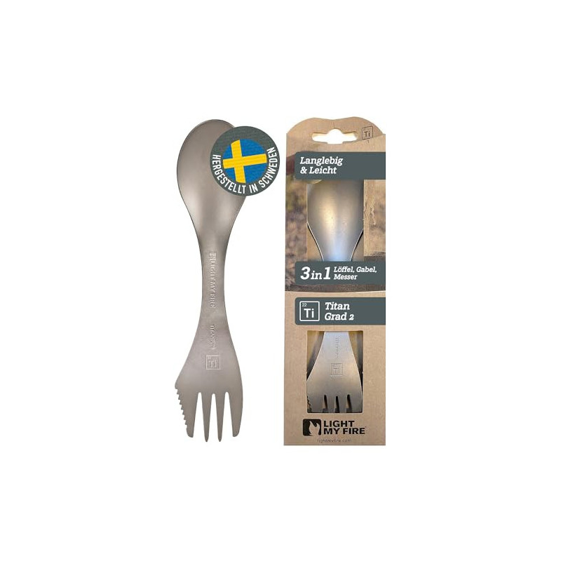 Light My Fire Göffel Titan Spork - 3-in-1 Campingbesteck mit Löffel, Gabel und Messer - Leicht und Tragbar Spork Titan, Ideal Light My Fire Göffel Titan Spork - 3-in-1 Campingbesteck mit Löffel, Gabel und Messer - Leicht und Tragbar Spork Titan, Ideal