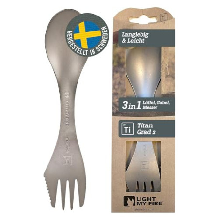 Light My Fire Göffel Titan Spork - 3-in-1 Campingbesteck mit Löffel, Gabel und Messer - Leicht und Tragbar Spork Titan, Ideal