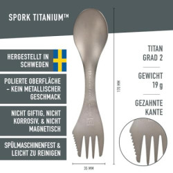 Light My Fire Göffel Titan Spork - 3-in-1 Campingbesteck mit Löffel, Gabel und Messer - Leicht und Tragbar Spork Titan, Ideal