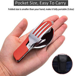 ADNEWX® 2er-Pack Campingbesteck Klappbesteck, Edelstahl Camping Besteck 4 in 1 Feldbesteck Outdoor Flaschenöffner Messer Gabe