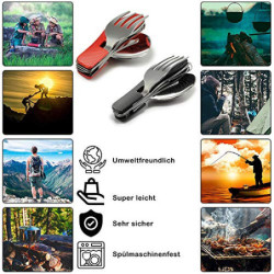 ADNEWX® 2er-Pack Campingbesteck Klappbesteck, Edelstahl Camping Besteck 4 in 1 Feldbesteck Outdoor Flaschenöffner Messer Gabe