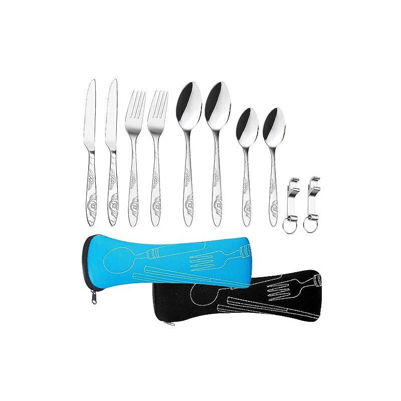 Edelstahl Besteck Campingbesteck,2 Personen Campingbesteck Set, Reisebesteck,Löffel, Flaschenöffner Und Bestecktasche, Tragba Edelstahl Besteck Campingbesteck,2 Personen Campingbesteck Set, Reisebesteck,Löffel, Flaschenöffner Und Bestecktasche, Tragba