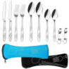Edelstahl Besteck Campingbesteck,2 Personen Campingbesteck Set, Reisebesteck,Löffel, Flaschenöffner Und Bestecktasche, Tragba