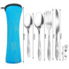 Edelstahl Besteck Campingbesteck,2 Personen Campingbesteck Set, Reisebesteck,Löffel, Flaschenöffner Und Bestecktasche, Tragba