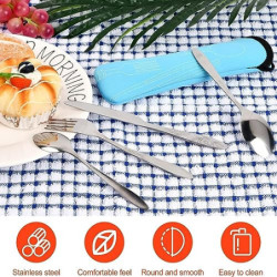 Edelstahl Besteck Campingbesteck,2 Personen Campingbesteck Set, Reisebesteck,Löffel, Flaschenöffner Und Bestecktasche, Tragba