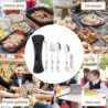 Edelstahl Besteck Campingbesteck,2 Personen Campingbesteck Set, Reisebesteck,Löffel, Flaschenöffner Und Bestecktasche, Tragba