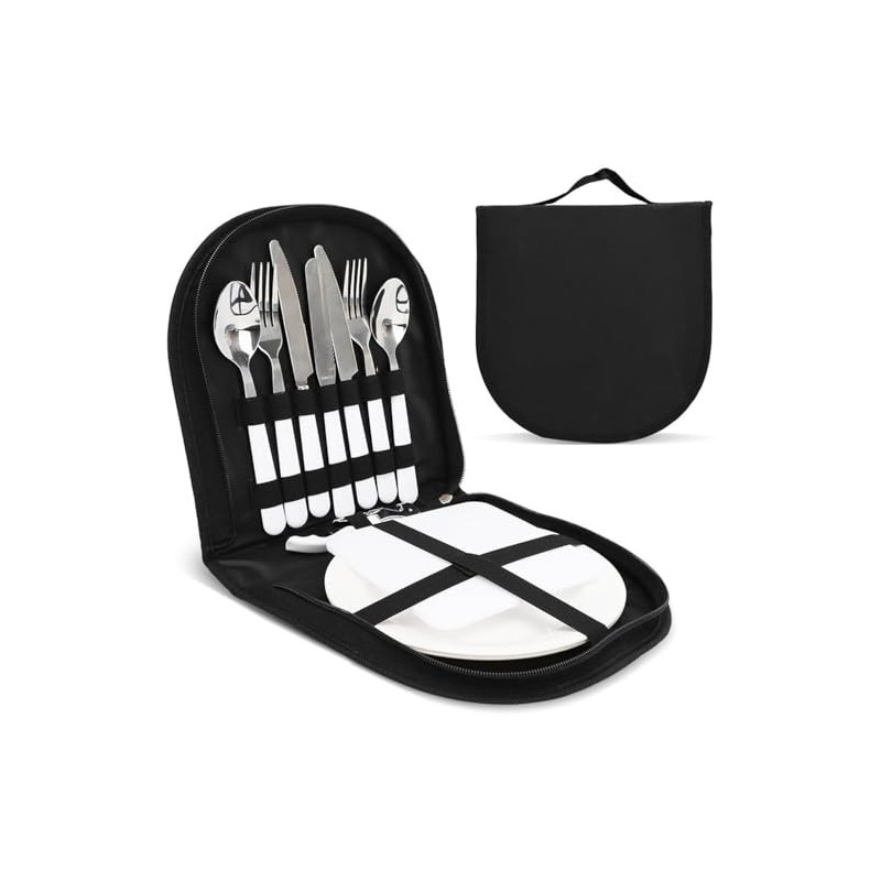 DASIAUTOEM Camping Besteck Set, 12-teiliges Camping Geschirr Set 2 Personen, Camping Portable Edelstahl Besteck, Reisebesteck DASIAUTOEM Camping Besteck Set, 12-teiliges Camping Geschirr Set 2 Personen, Camping Portable Edelstahl Besteck, Reisebesteck