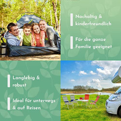 AllEco® Campingbesteck Set – Multifunktionales, leichtes, klappbares und umweltfreundliches Besteck mit Edelstahl Messer, Gab