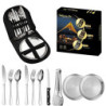 YoBest Camping Besteck Set,Portable Besteck Set Campingbesteck Set,Picknick-Set Edelstahl Camping Geschirr Set mit Löffel Gab