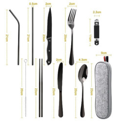 Campingbesteck 9 Stücke Outdoor Camping Besteckset Edelstahl Reisebesteck 1 person boxpackt Tragbar