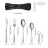 Mnsconkl 4 Personen Campingbesteck Set,Reisebesteck mit Etui,Besteck für Unterwegs,Edelstahl Besteck für Outdoor Camping Pick