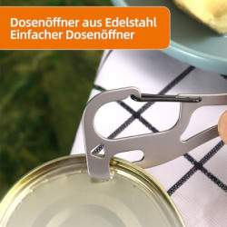 2 Stück Campingbesteck aus Edelstahl, 4-in-1, Multifunktionaler Löffel, Gabel, Flasche und Dosenöffner, Camping-Besteckset mi