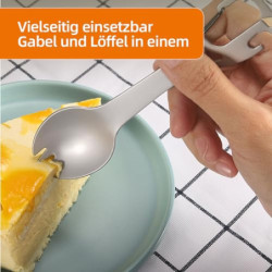 2 Stück Campingbesteck aus Edelstahl, 4-in-1, Multifunktionaler Löffel, Gabel, Flasche und Dosenöffner, Camping-Besteckset mi