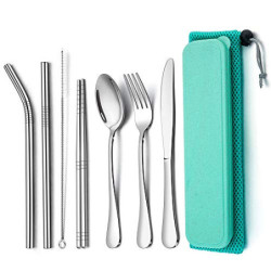 TEAMFAR Campingbesteck, 9-teilig Outdoor Reisebesteck Wanderbesteck aus Edelstahl, Picknick Besteck Set mit Messer Gabel Löff