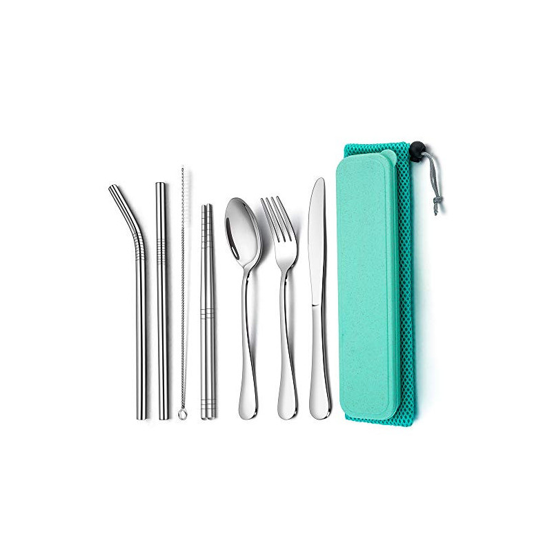 TEAMFAR Campingbesteck, 9-teilig Outdoor Reisebesteck Wanderbesteck aus Edelstahl, Picknick Besteck Set mit Messer Gabel Löff TEAMFAR Campingbesteck, 9-teilig Outdoor Reisebesteck Wanderbesteck aus Edelstahl, Picknick Besteck Set mit Messer Gabel Löff