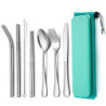 TEAMFAR Campingbesteck, 9-teilig Outdoor Reisebesteck Wanderbesteck aus Edelstahl, Picknick Besteck Set mit Messer Gabel Löff